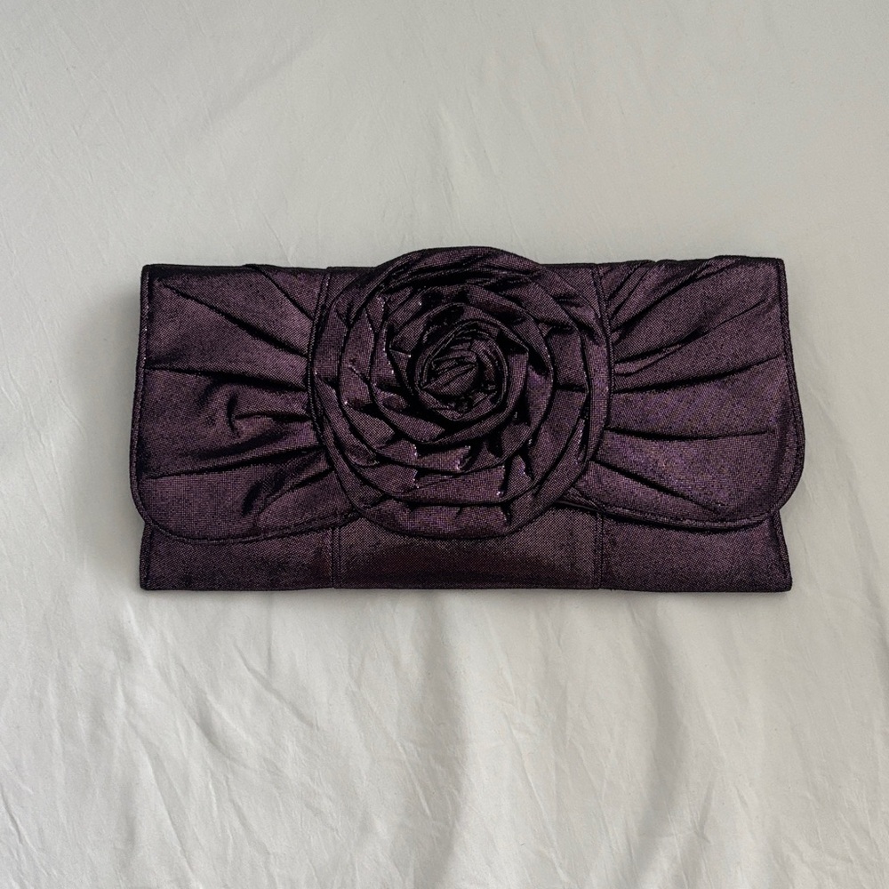 Elegant Purple Clutch with Floral Design